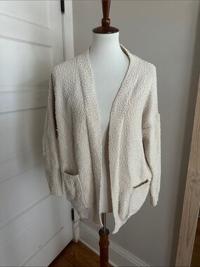 debut Cream Open-Front Bouclé Cardigan